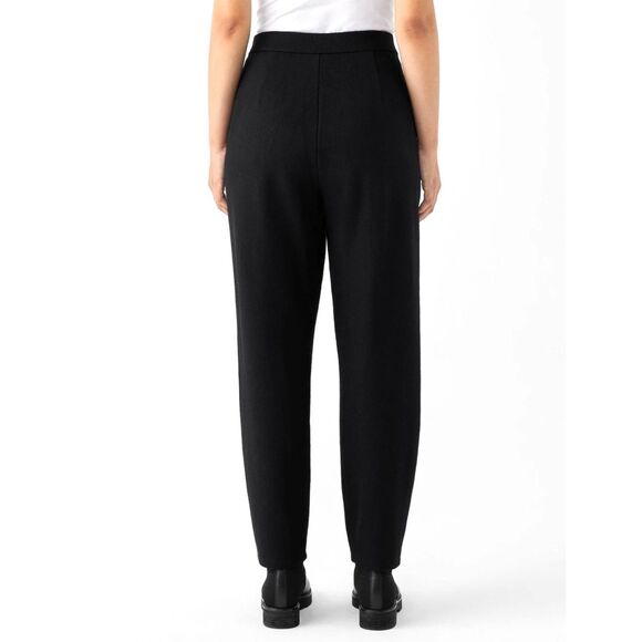 Eileen Fisher $228 Women's Boiled Wool Jersey Carrot Pant Black medium - Picture 8 of 9